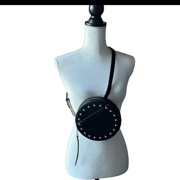 NWOT ~ REBECCA MINKOFF  Black Loki Studded Belt Bag w/front pocket - Picture 4 of 14